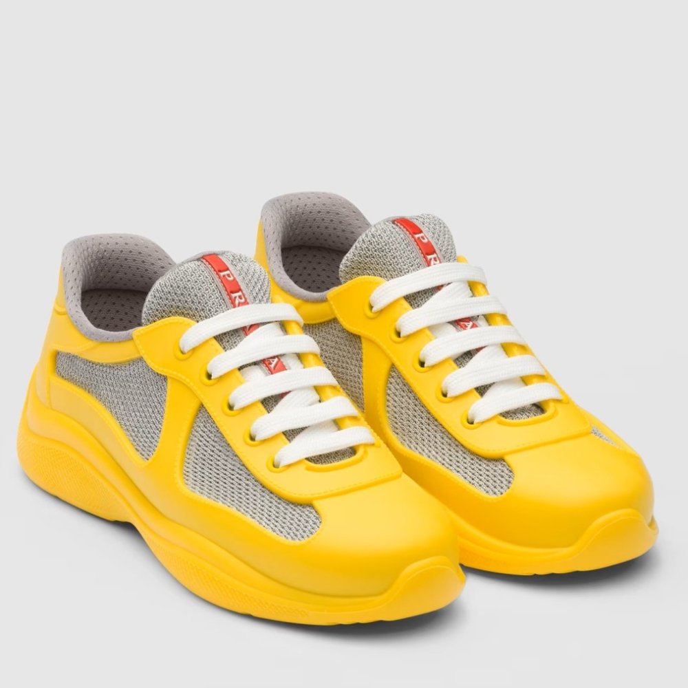 Cheap Reps Prada Americas Cup Sneakers in Yellow Rubber and Bike Fabric