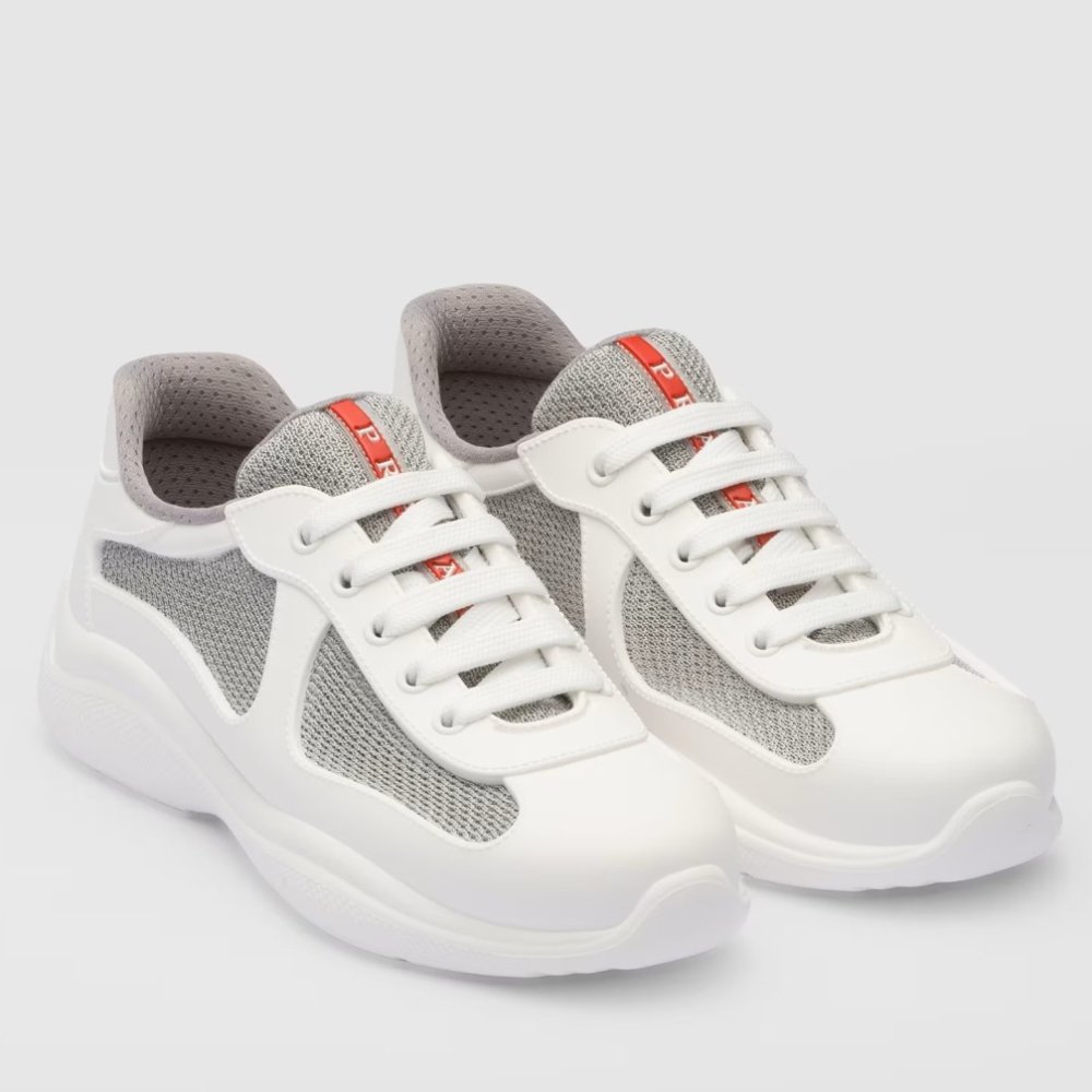 Cheap Reps Prada Americas Cup Sneakers in White Rubber and Bike Fabric