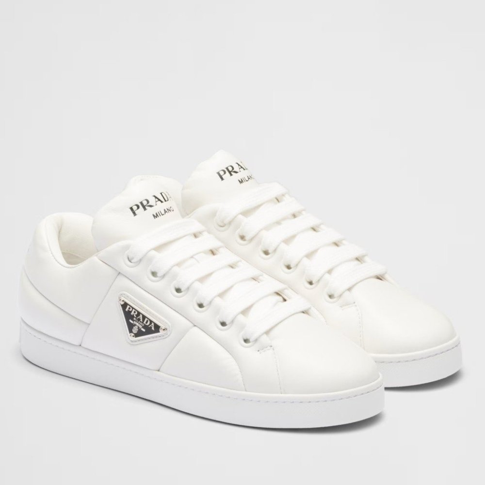 Cheap Reps Prada Womens Sneakers in White Nappa Leather