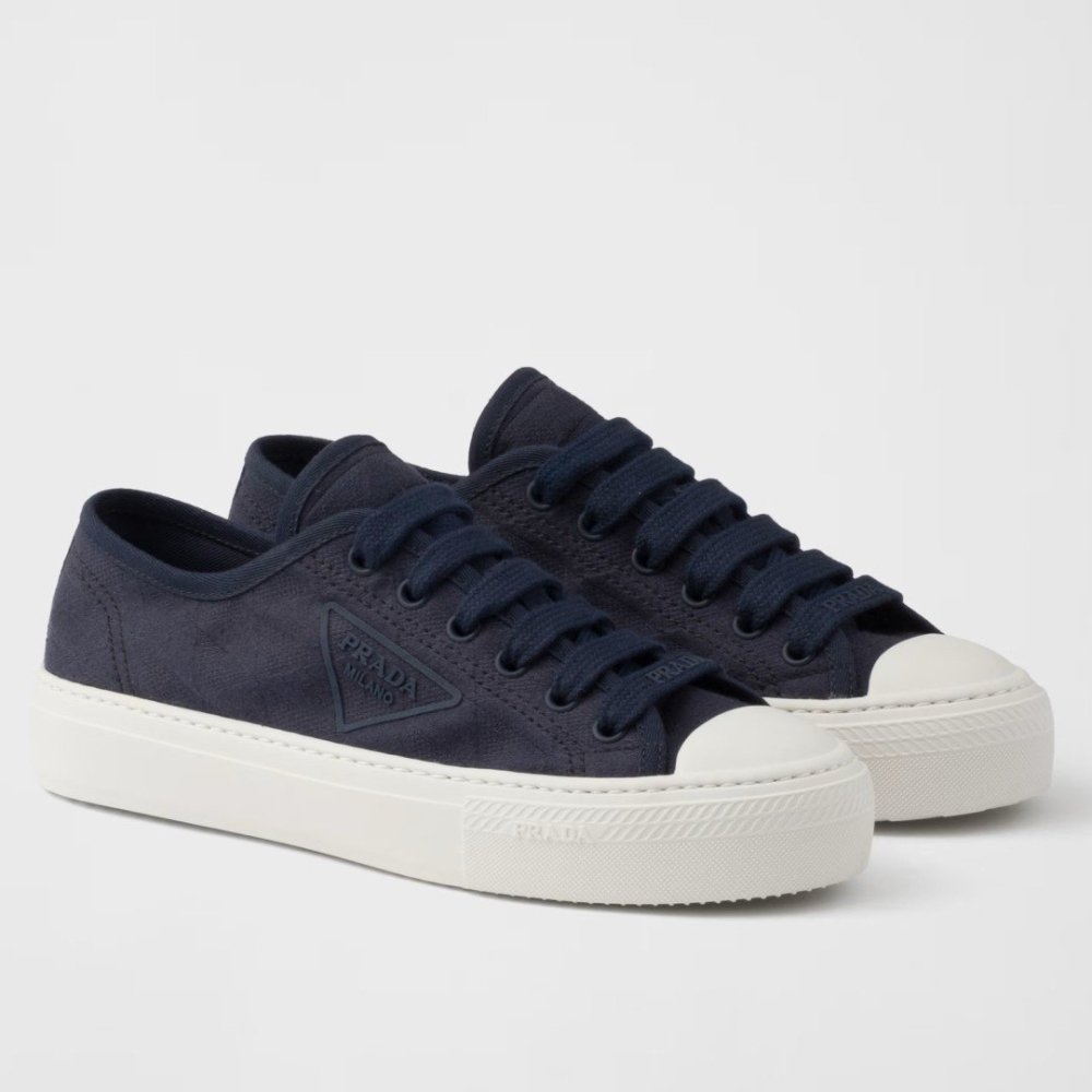 Cheap Reps Prada Womens Sneakers in Dark Blue Fabric