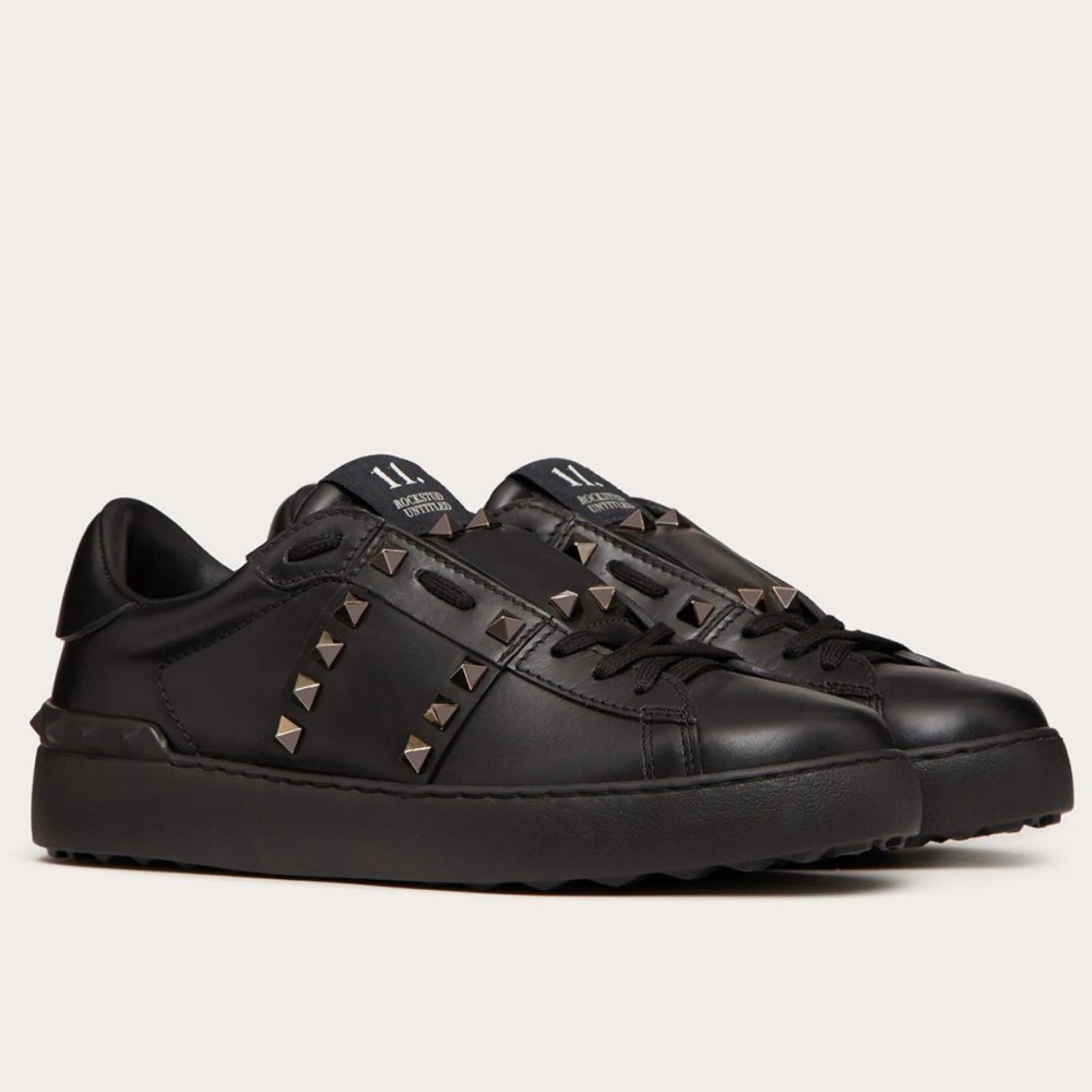 Cheap Reps Valentino Womens Rockstud Untitled Sneakers In Black Leather