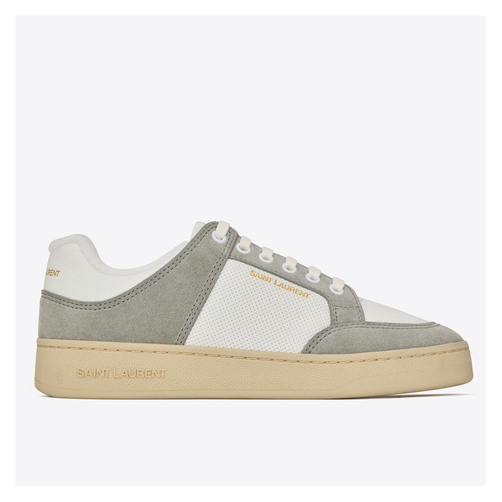 Cheap Reps Saint Laurent Womens SL/61 Sneakers in Grey and White Leather