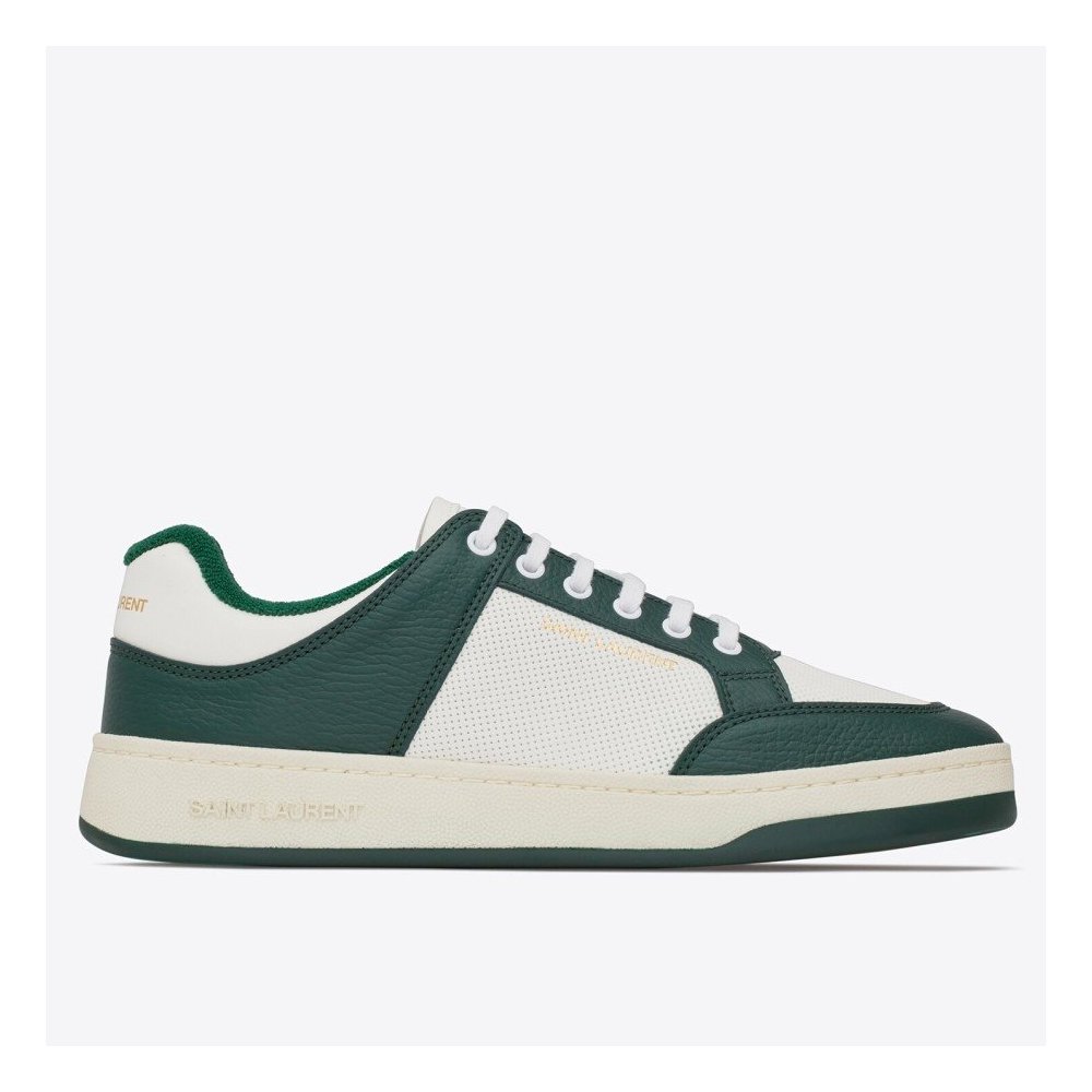 Cheap Reps Saint Laurent Womens SL/61 Sneakers in Green and White Leather