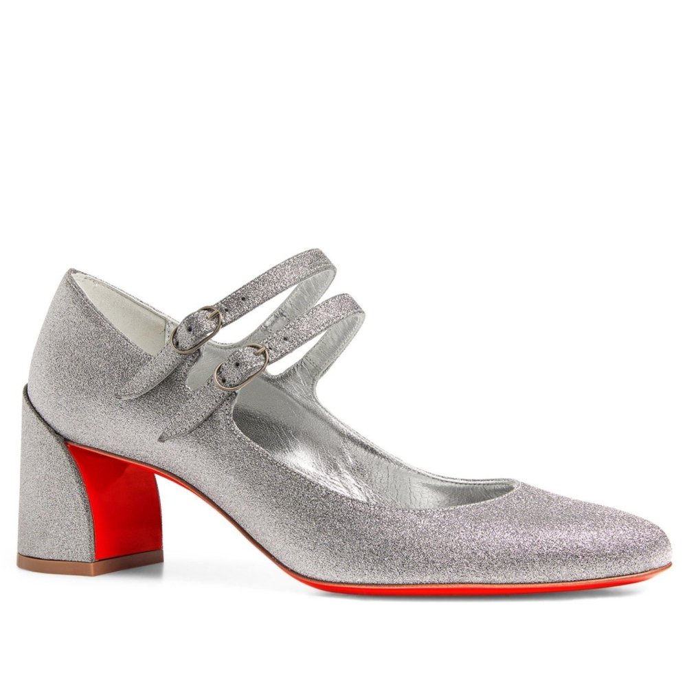 Cheap Reps Christian Louboutin Miss Jane Pumps 55mm In Silver Glitter Leather