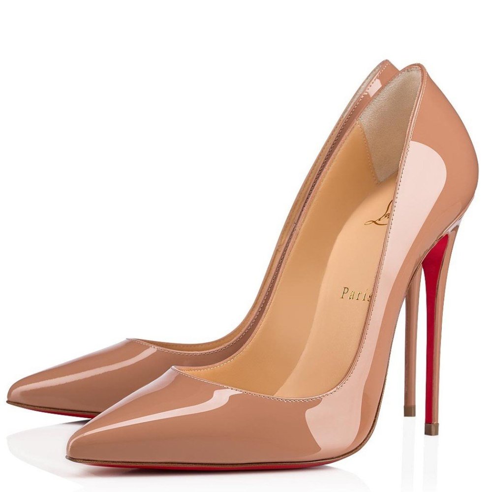 Cheap Reps Christian Louboutin So Kate Pumps 100mm in Nude Patent Leather