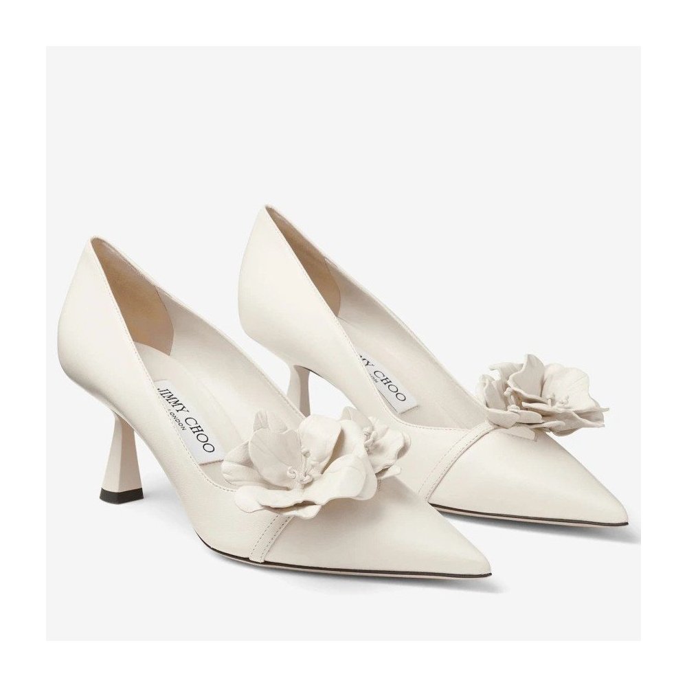 Cheap Reps Jimmy Choo Rosalia Flowers 65mm Pumps in White Leather