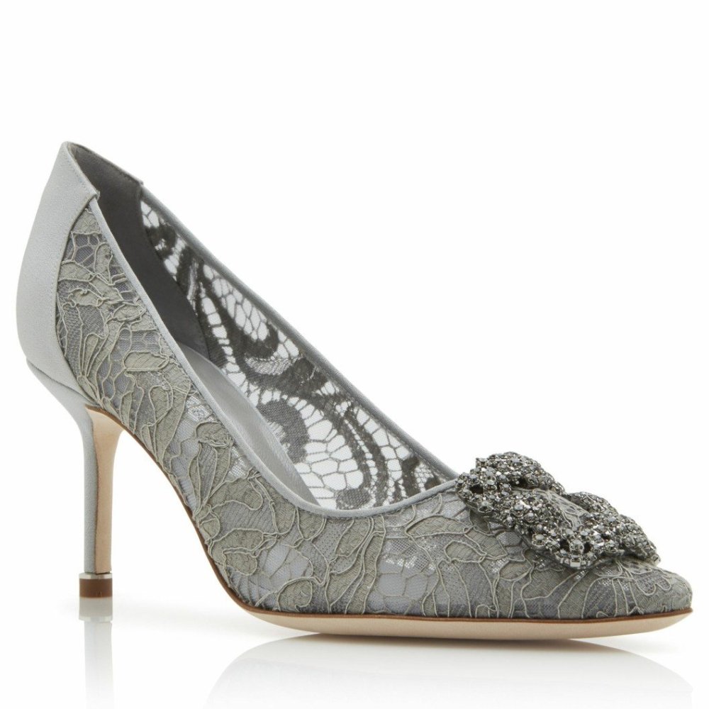 Cheap Reps Manolo Blahnik Hangisi 70 Pumps In Grey Lace