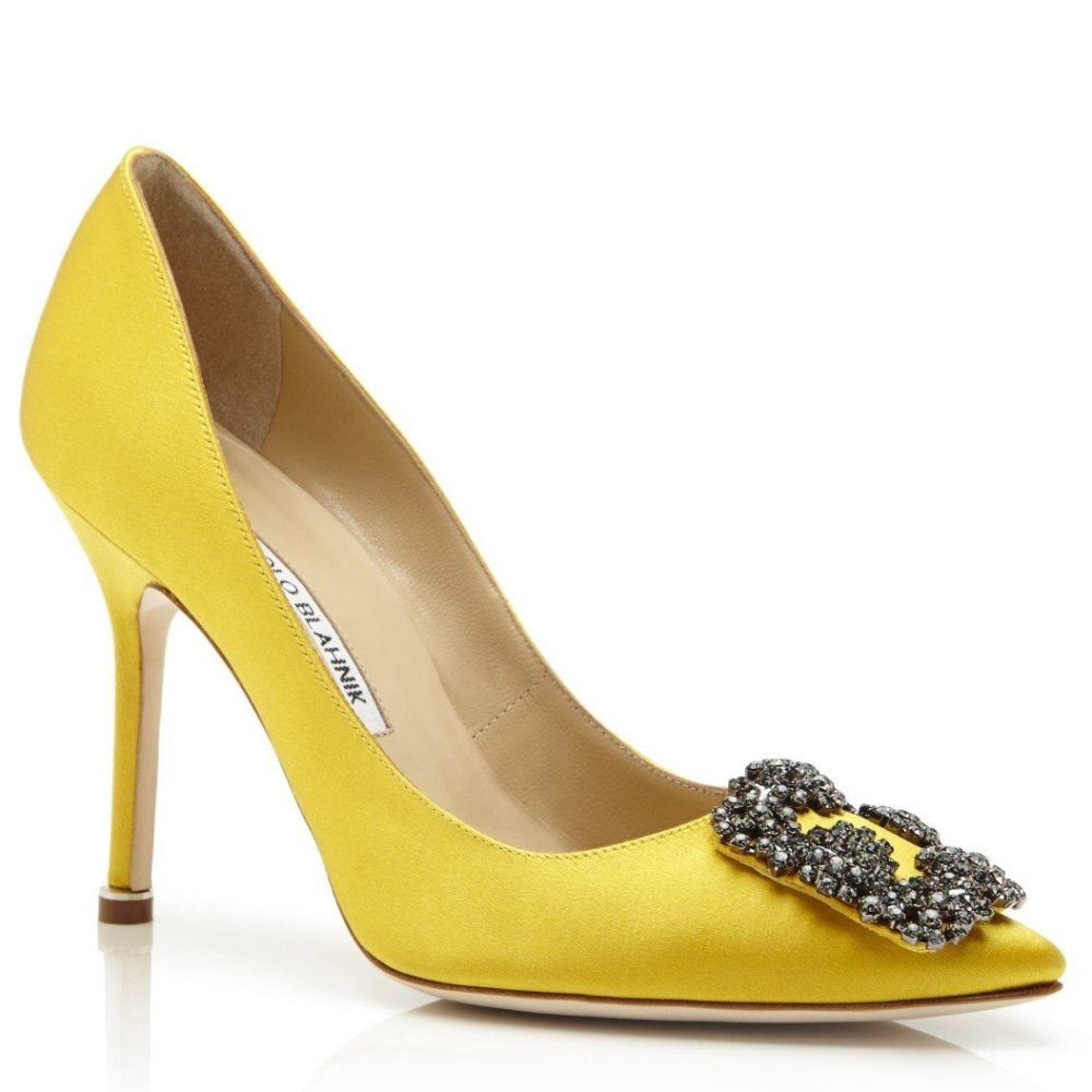 Cheap Reps Manolo Blahnik Hangisi 105 Pumps In Yellow Satin