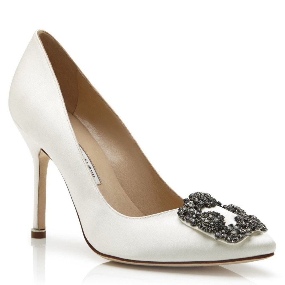 Cheap Reps Manolo Blahnik Hangisi 105 Pumps In White Satin