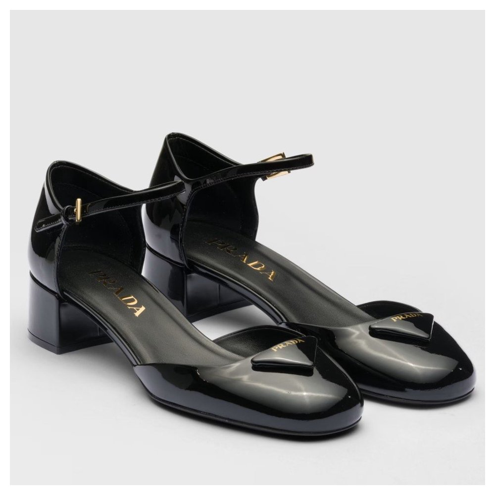 Cheap Reps Prada Pumps 35mm in Black Patent Leather