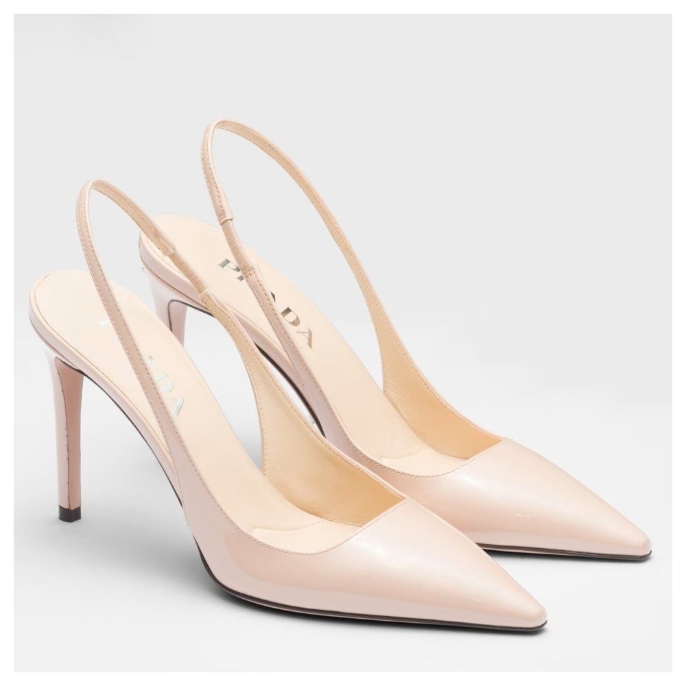 Cheap Reps Prada Slingbacks Pumps 95mm In Powder Pink Patent Leather