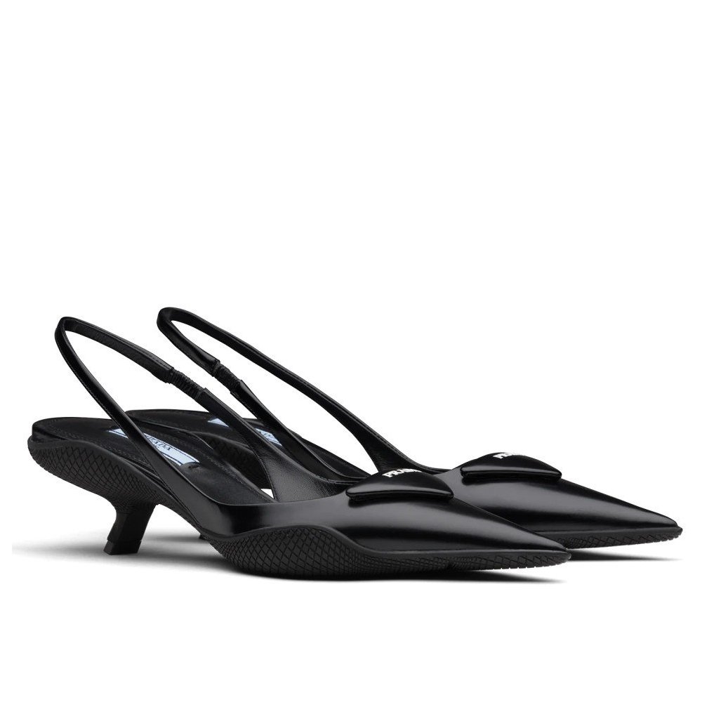 Cheap Reps Prada Slingback Pumps In Black Brushed Leather