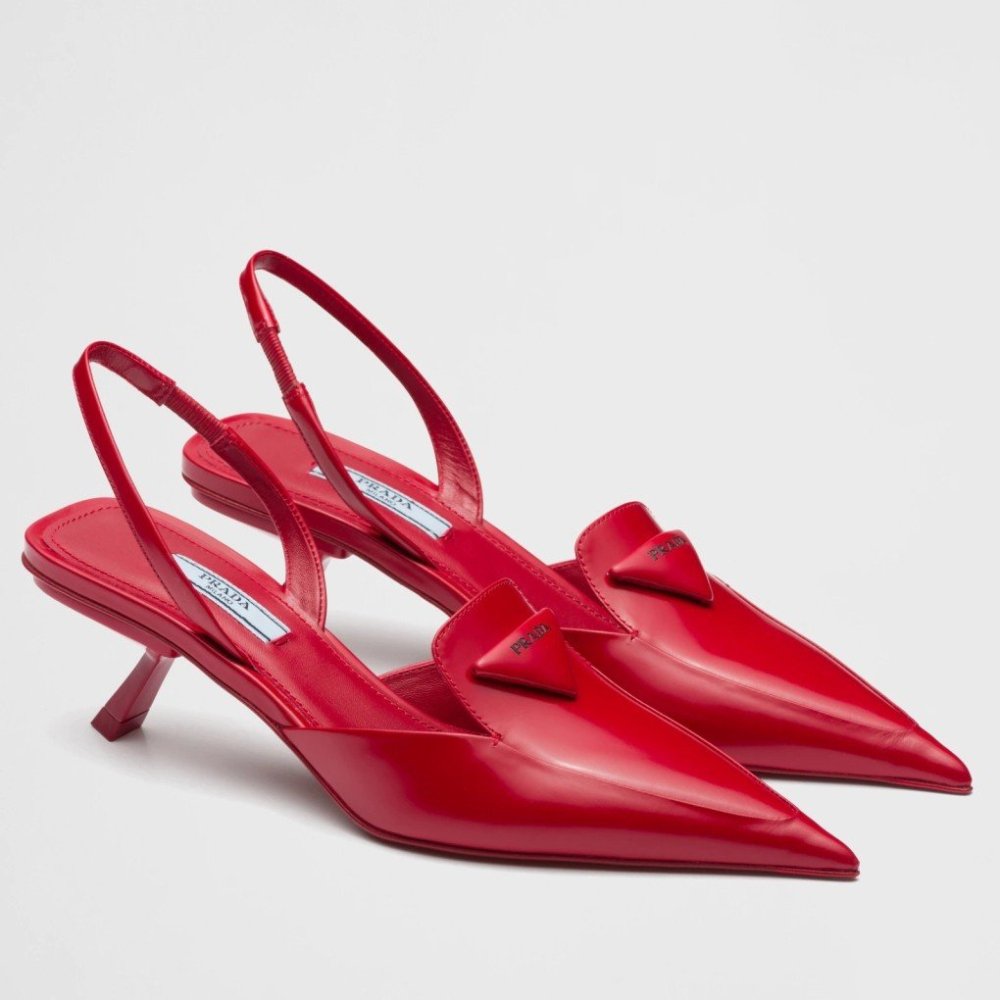 Cheap Reps Prada Slingback Pumps 55MM In Red Brushed Leather