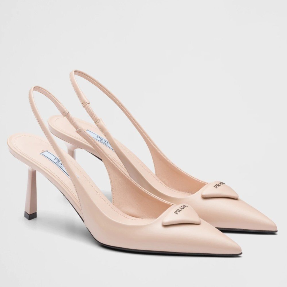 Cheap Reps Prada Slingback Pumps 75MM In Powder Brushed Leather