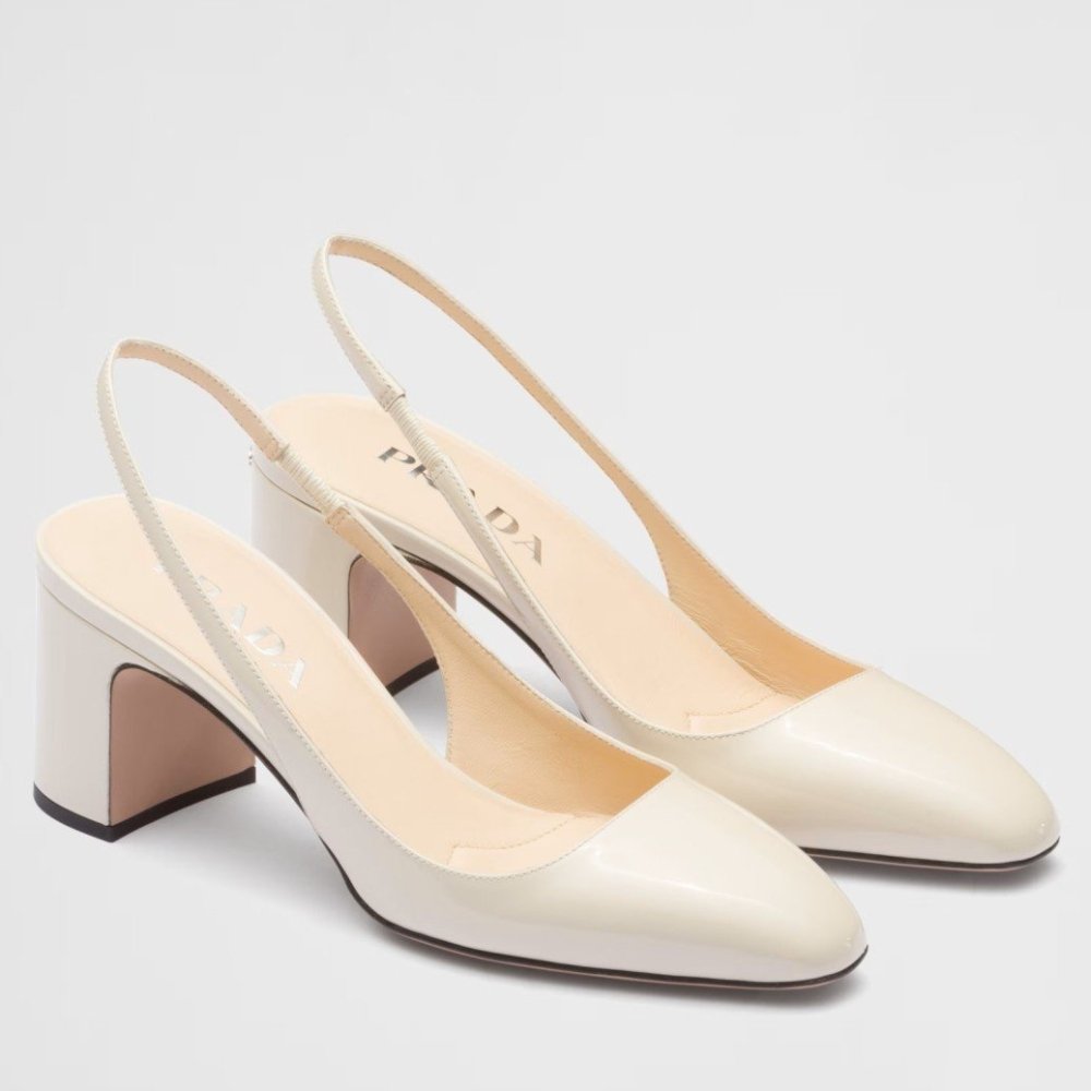 Cheap Reps Prada Slingbacks Pumps 65mm In White Patent Leather