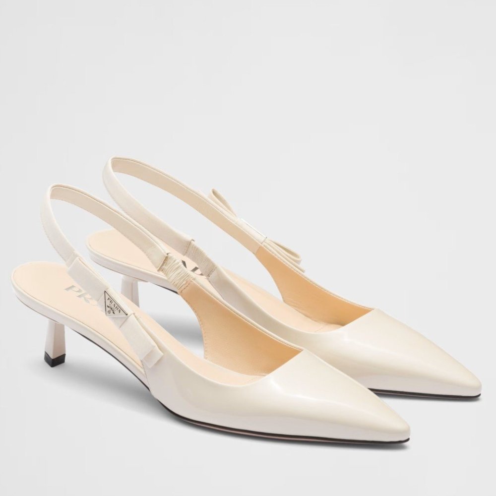 Cheap Reps Prada Slingbacks Pumps 45mm In White Patent Leather