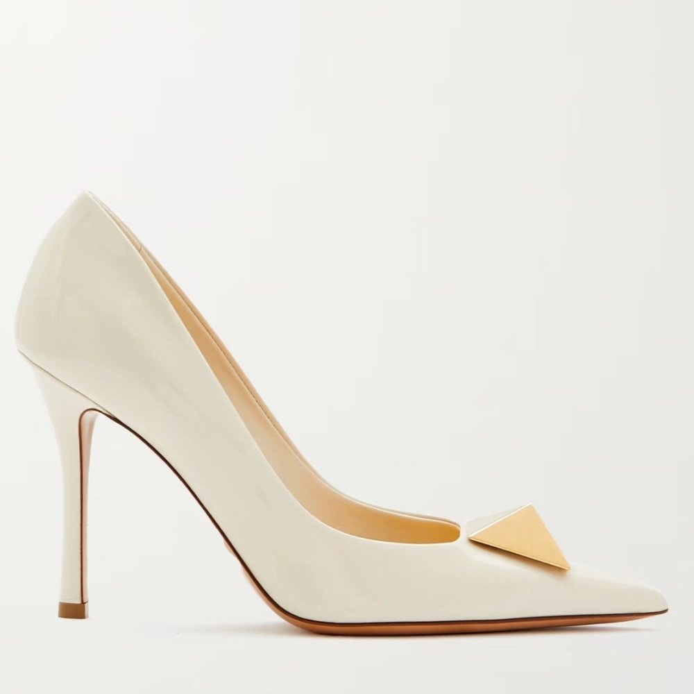 Cheap Reps Valentino One Stud Pumps 100mm In White Patent Calfskin