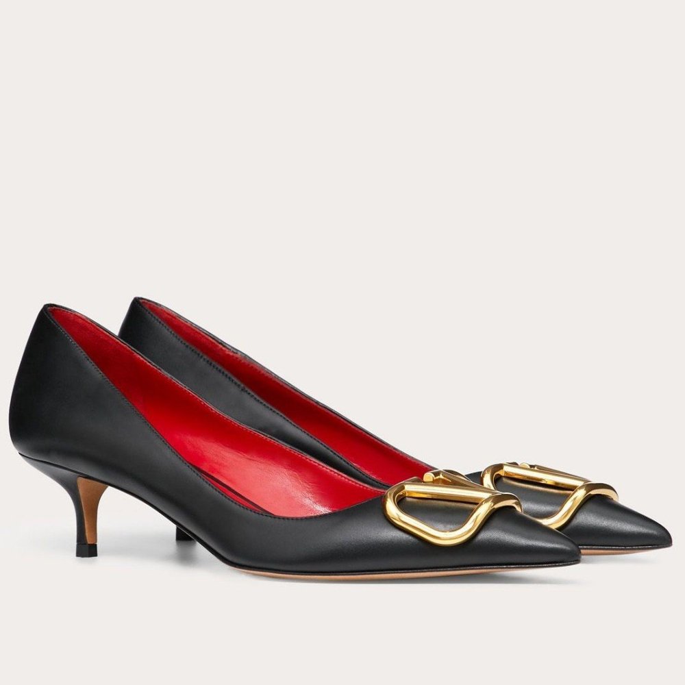 Cheap Reps Valentino Garavani Vlogo Pumps 45mm In Black Lambskin