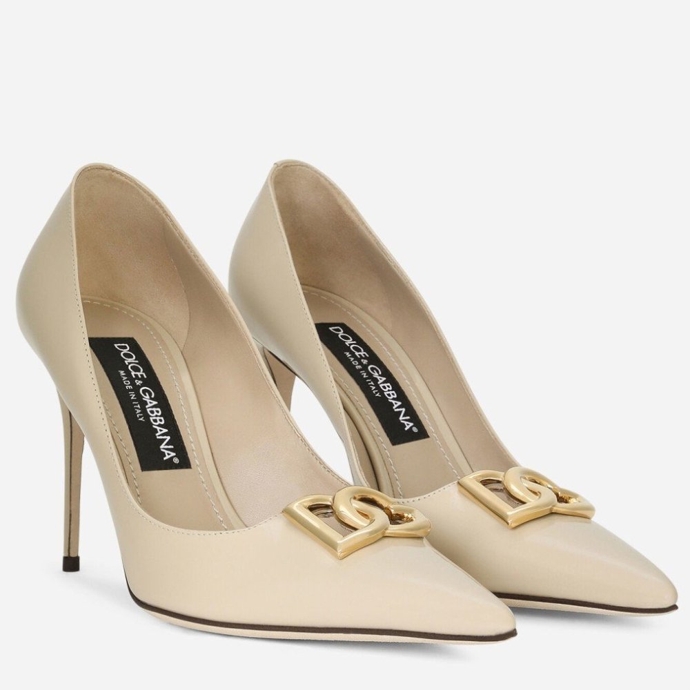 Cheap Reps Dolce Gabbana Lollo Pumps 90mm in Beige Patent Leather