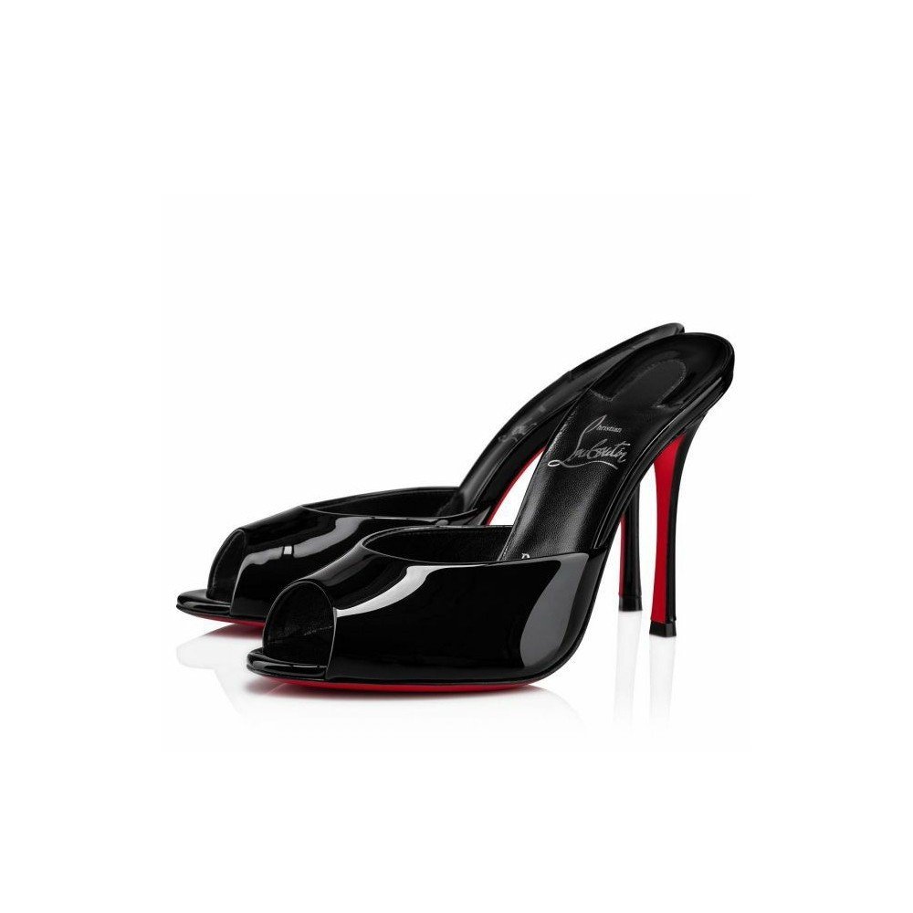 Cheap Reps Christian Louboutin Me Dolly 100mm Mules In Black Patent Leather