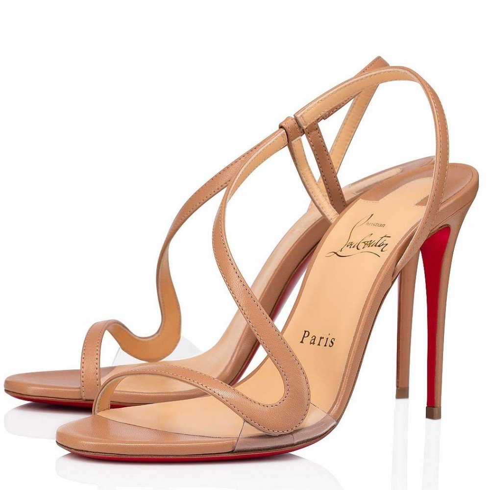 Cheap Reps Christian Louboutin Rosalie Sandals 100mm in Nude Lambskin