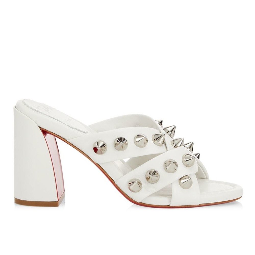 Cheap Reps Christian Louboutin Spika Club Sandals 85mm In White Leather