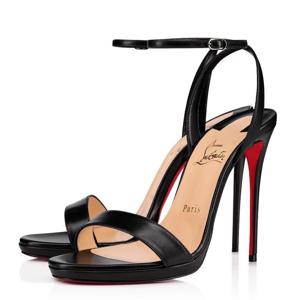 Cheap Reps Christian Louboutin Loubi Queen 100mm Sandals In Black Lambskin