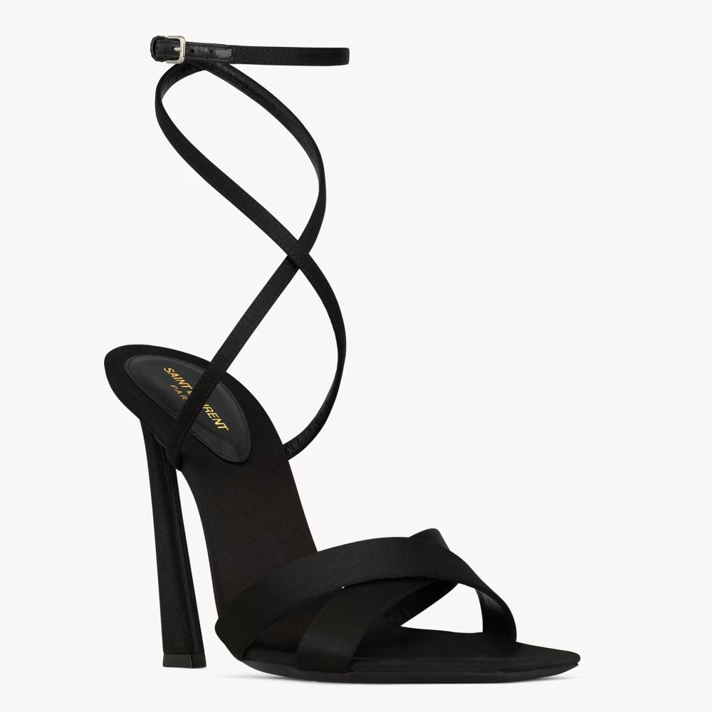 Cheap Reps Saint Laurent Corinne Sandals 110mm in Black Satin