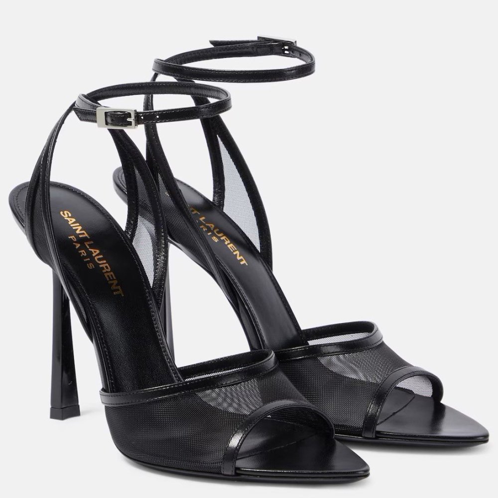 Cheap Reps Saint Laurent Missy Sandals 110mm in Black Mesh