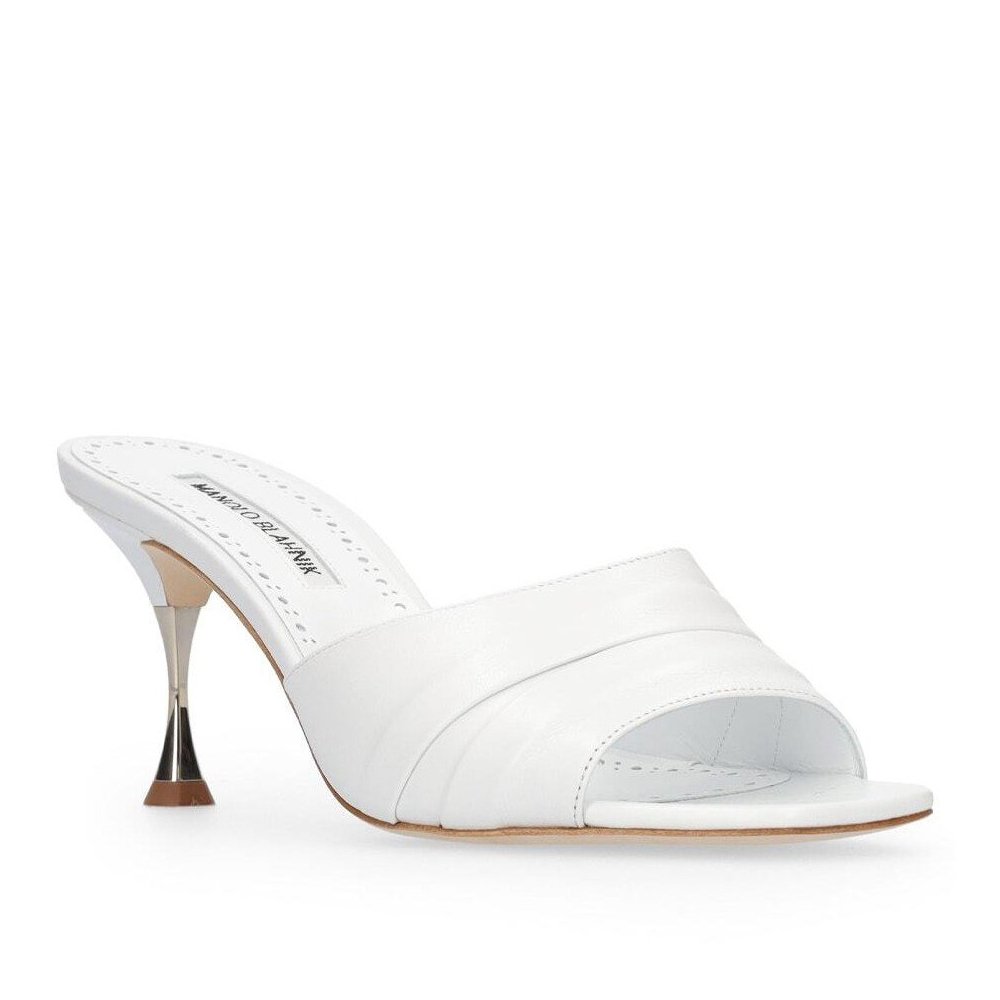 Cheap Reps Manolo Blahnik Picoux 70mm Sandals In White Lambskin