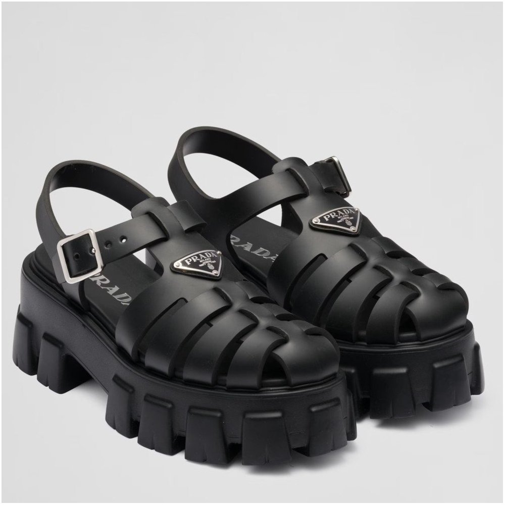 Cheap Reps Prada Foam Sandals in Black Rubber