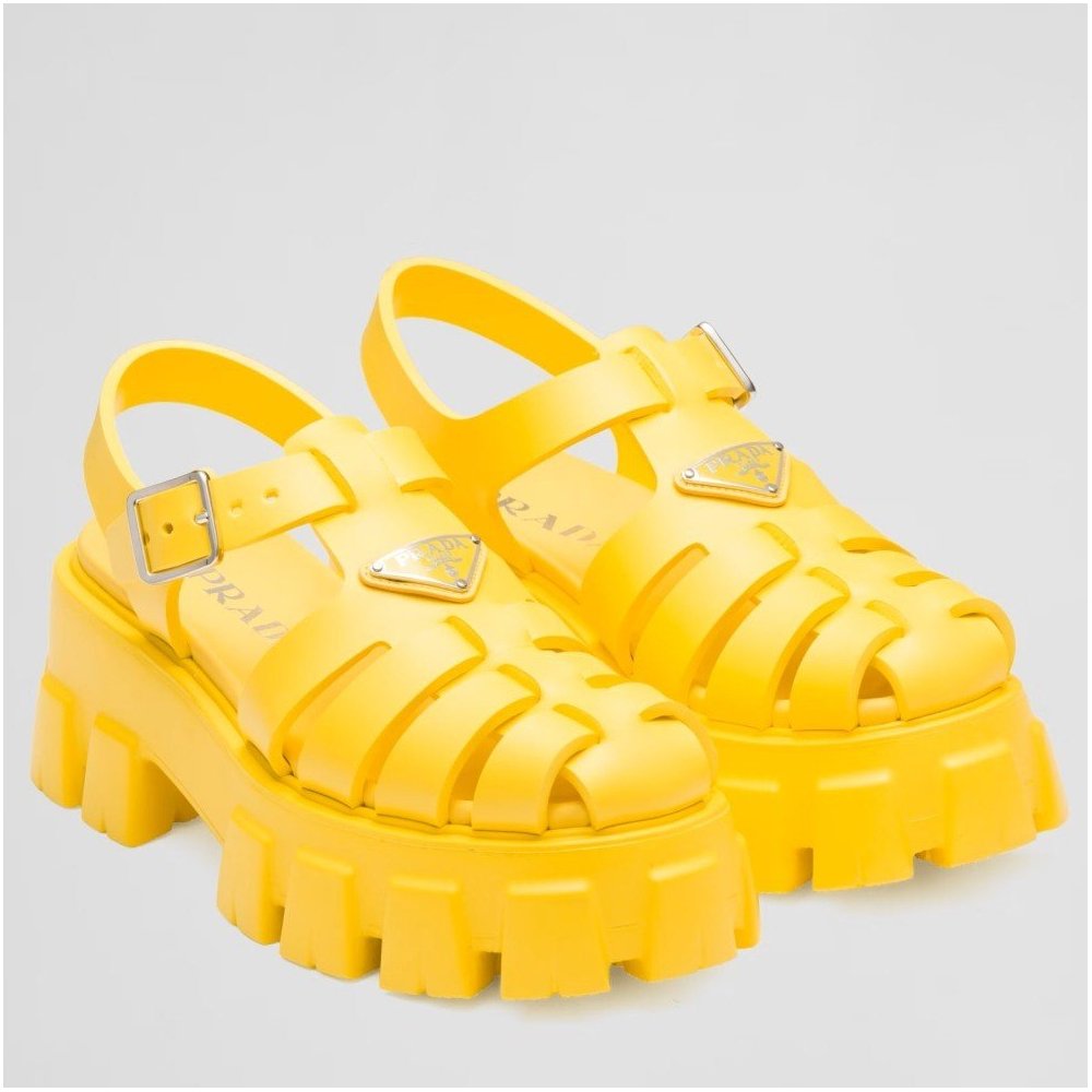 Cheap Reps Prada Foam Sandals in Yellow Rubber