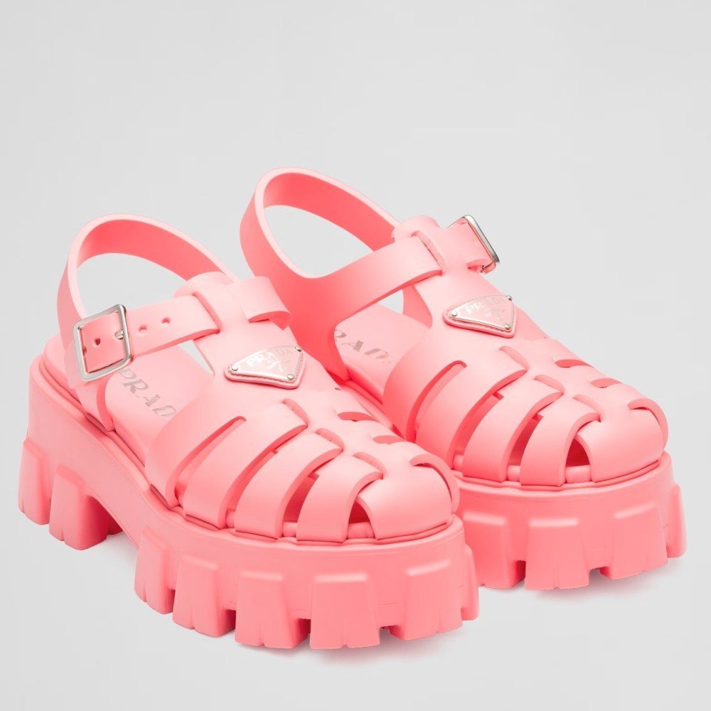 Cheap Reps Prada Foam Sandals in Pink Rubber