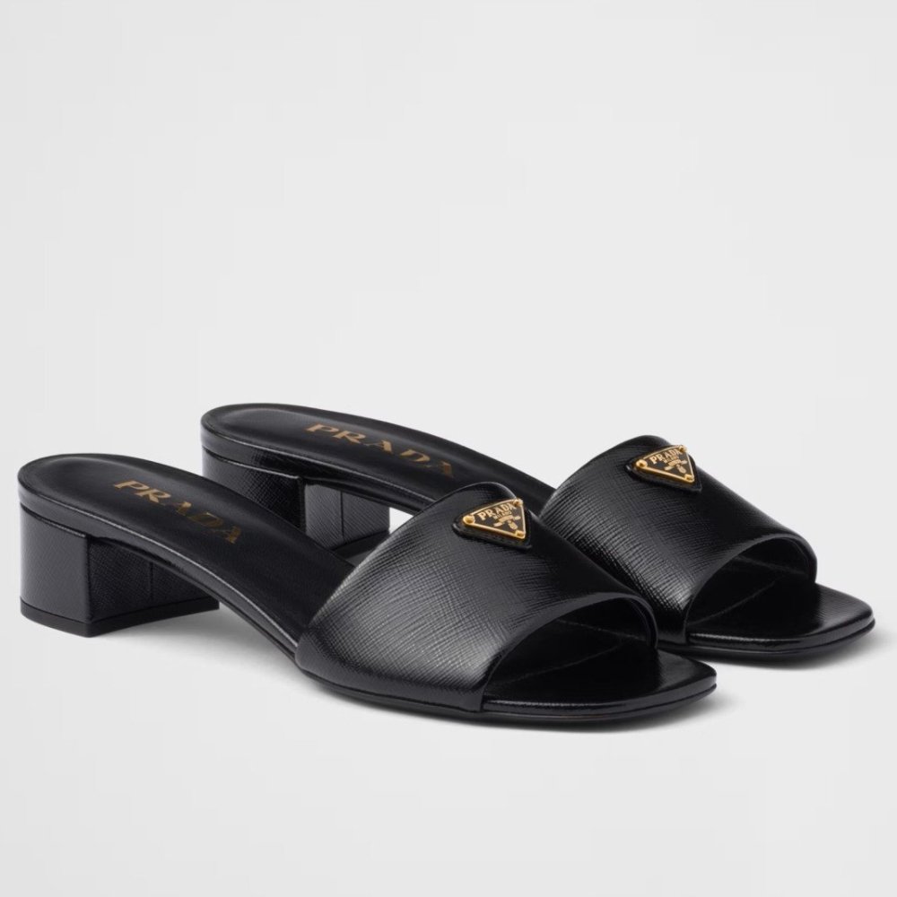 Cheap Reps Prada Heeled Sandals 35mm in Black Saff