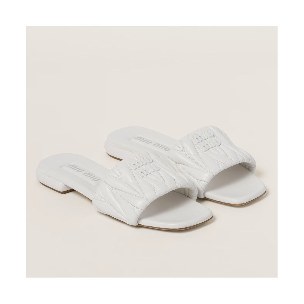 Cheap Reps Miu Miu Womens Slides in White Matelasse Nappa Leather