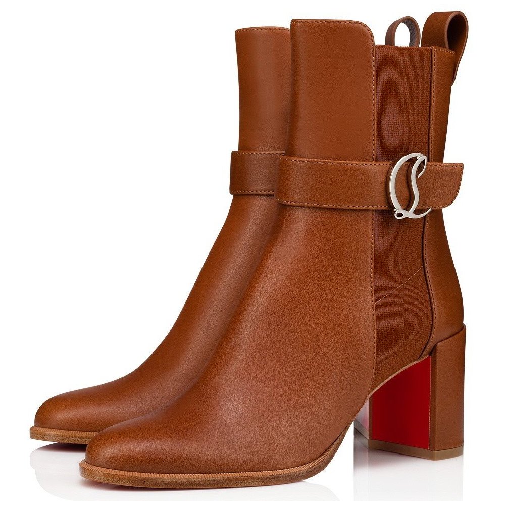 Cheap Reps Christian Louboutin CL Chelsea Ankle Boots 70MM in Brown Leather