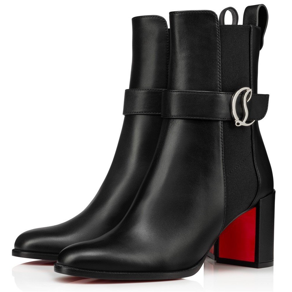 Cheap Reps Christian Louboutin CL Chelsea Ankle Boots 70MM in Black Leather