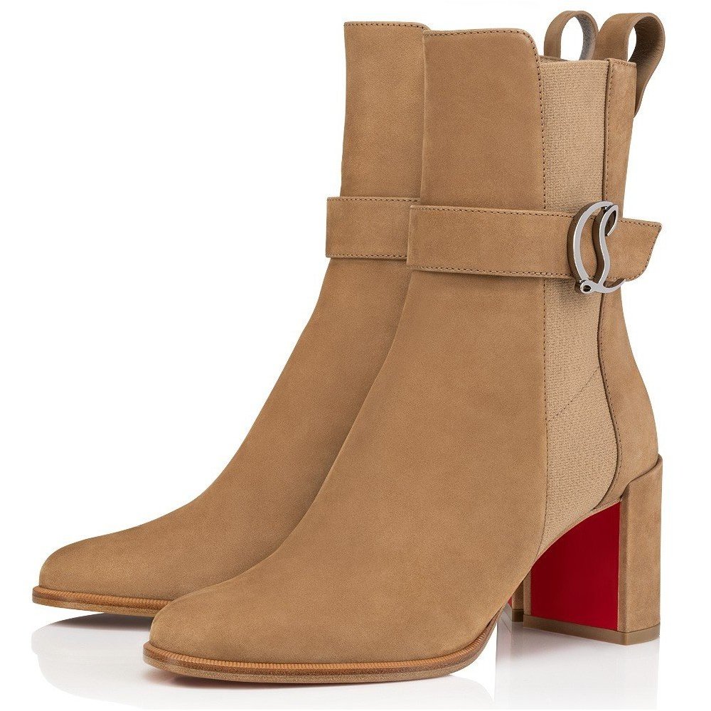 Cheap Reps Christian Louboutin CL Chelsea Ankle Boots 70MM in Brown Suede