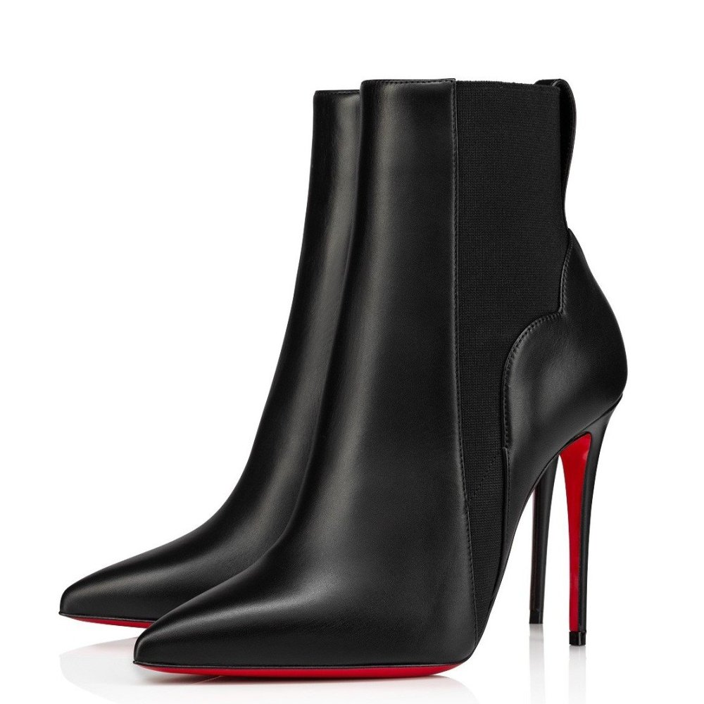 Cheap Reps Christian Louboutin Chelsea Chick Ankle Boots 100mm in Black Leather