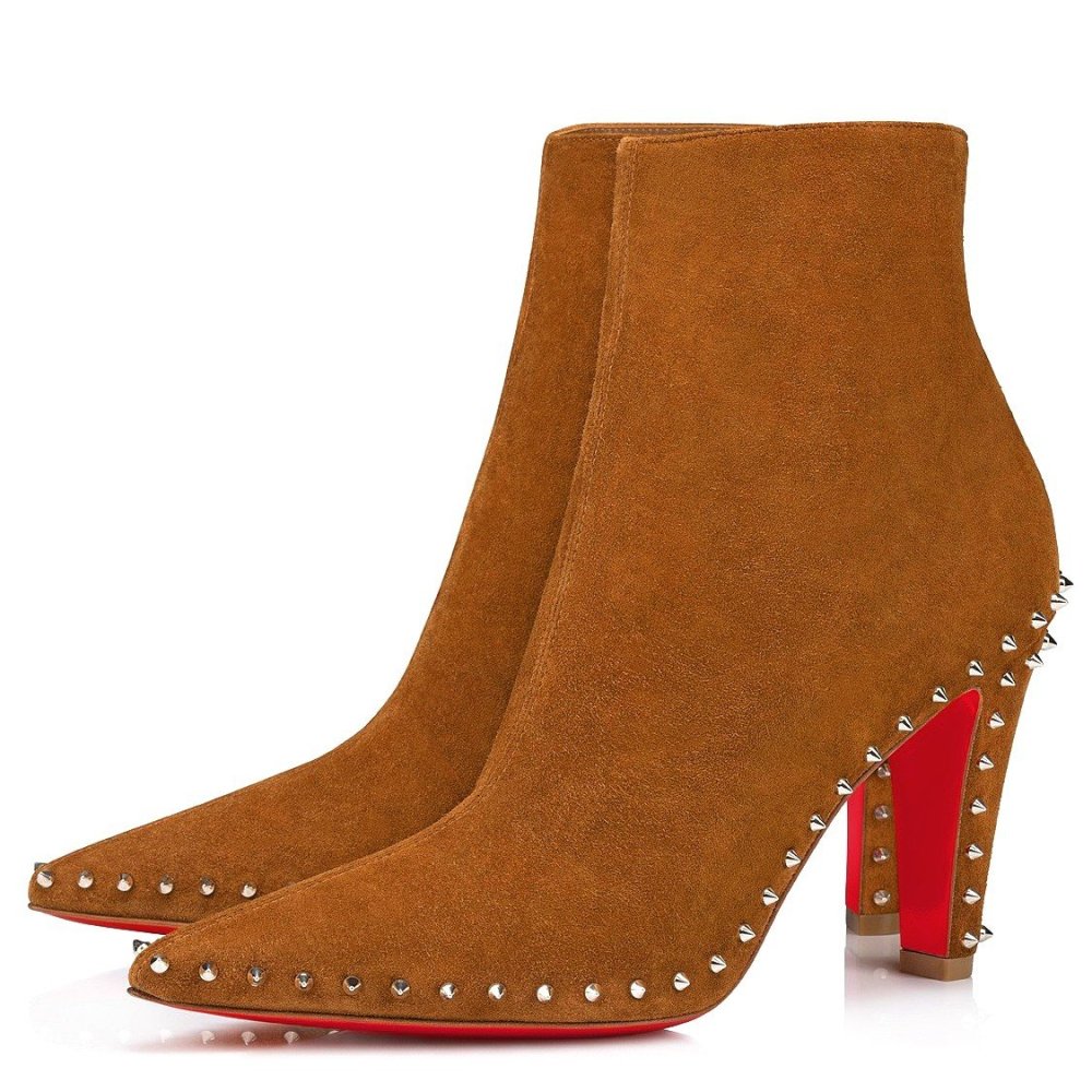 Cheap Reps Christian Louboutin Vidura Ankle Boots 85mm in Brown Suede Leather