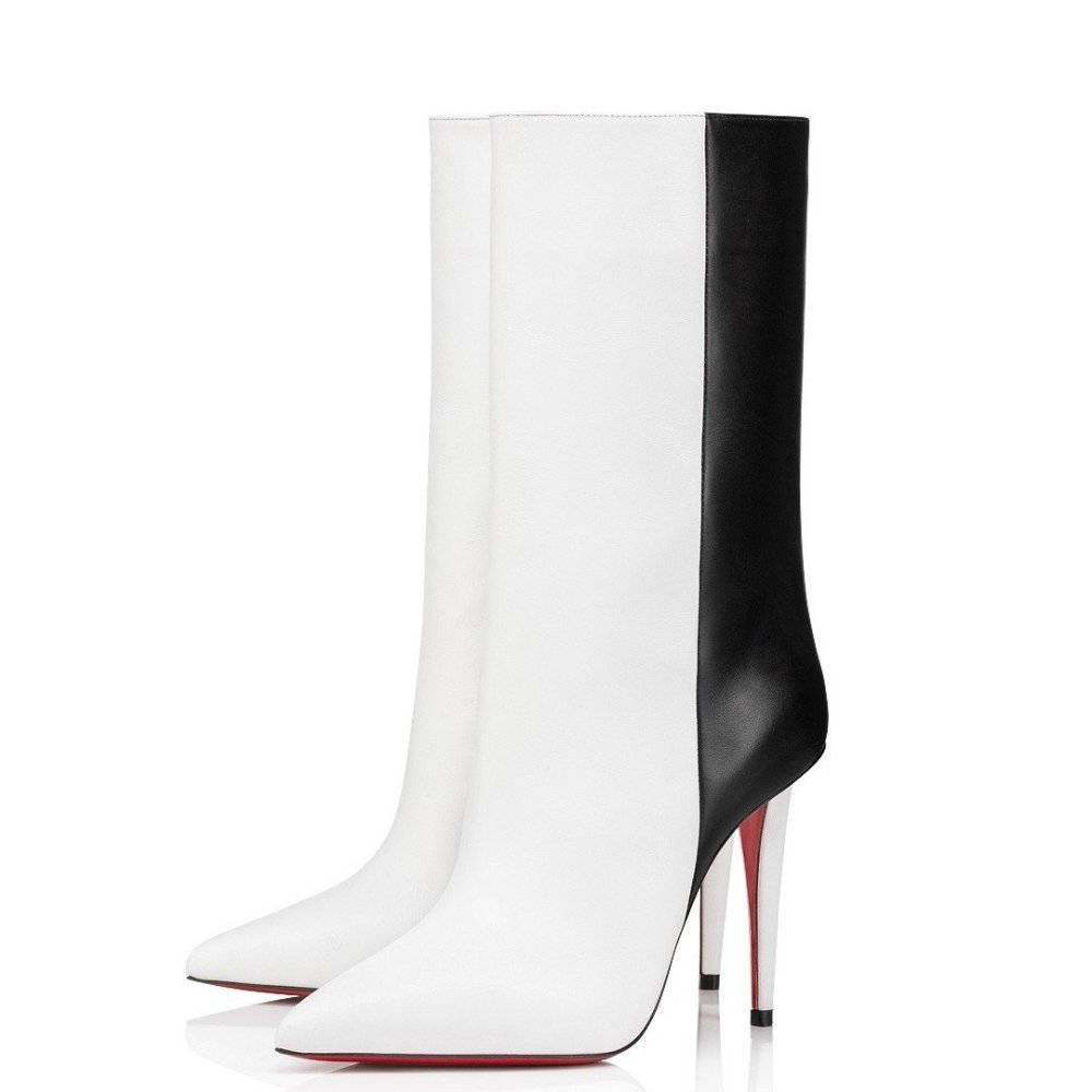 Cheap Reps Christian Louboutin Astrilarge Ankle Boots 100mm in Bicolor Leather