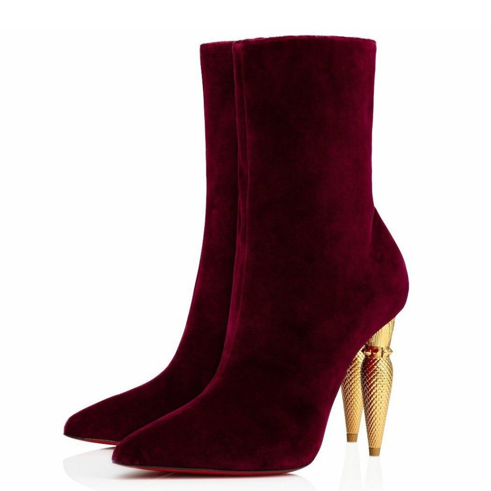 Cheap Reps Christian Louboutin Lipbooty 100mm Ankle Boot In Red Velvet