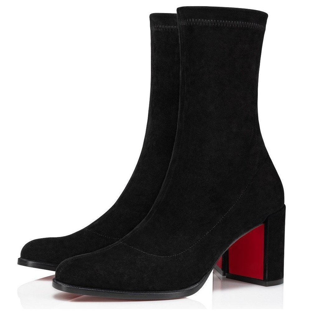 Cheap Reps Christian Louboutin Stretchadoxa 70MM Ankle Boots in Black Suede