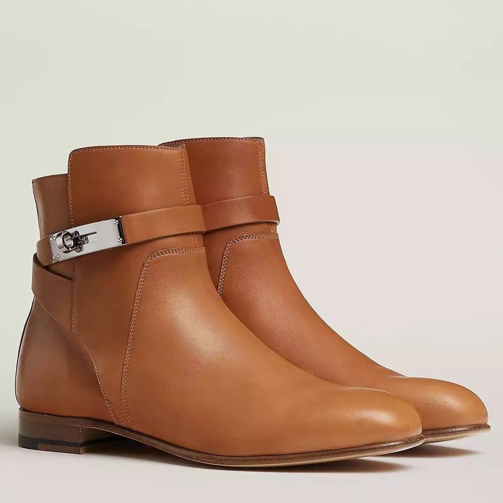 Cheap Reps Hermes Neo Ankle Boots in Brown Calfskin