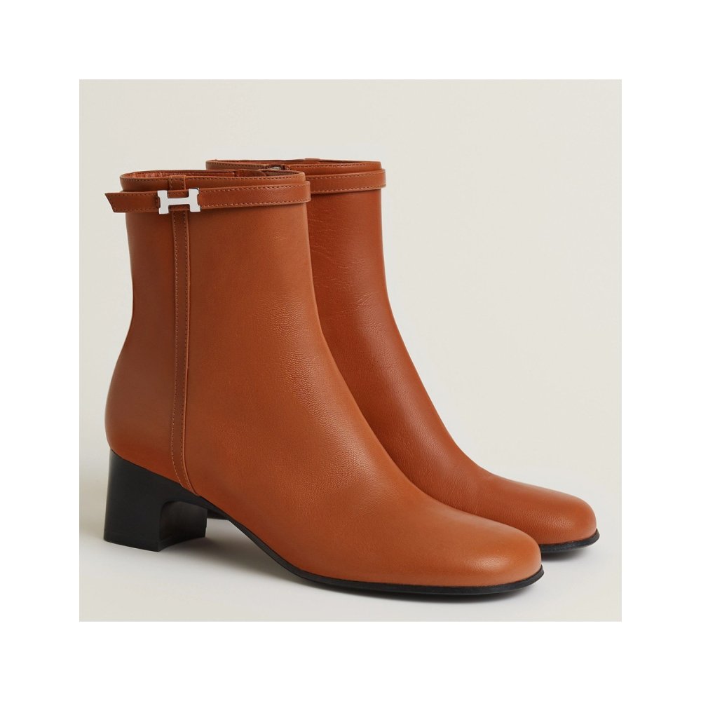 Cheap Reps Hermes Imperial 50 Ankle Boots in Brown Calfskin