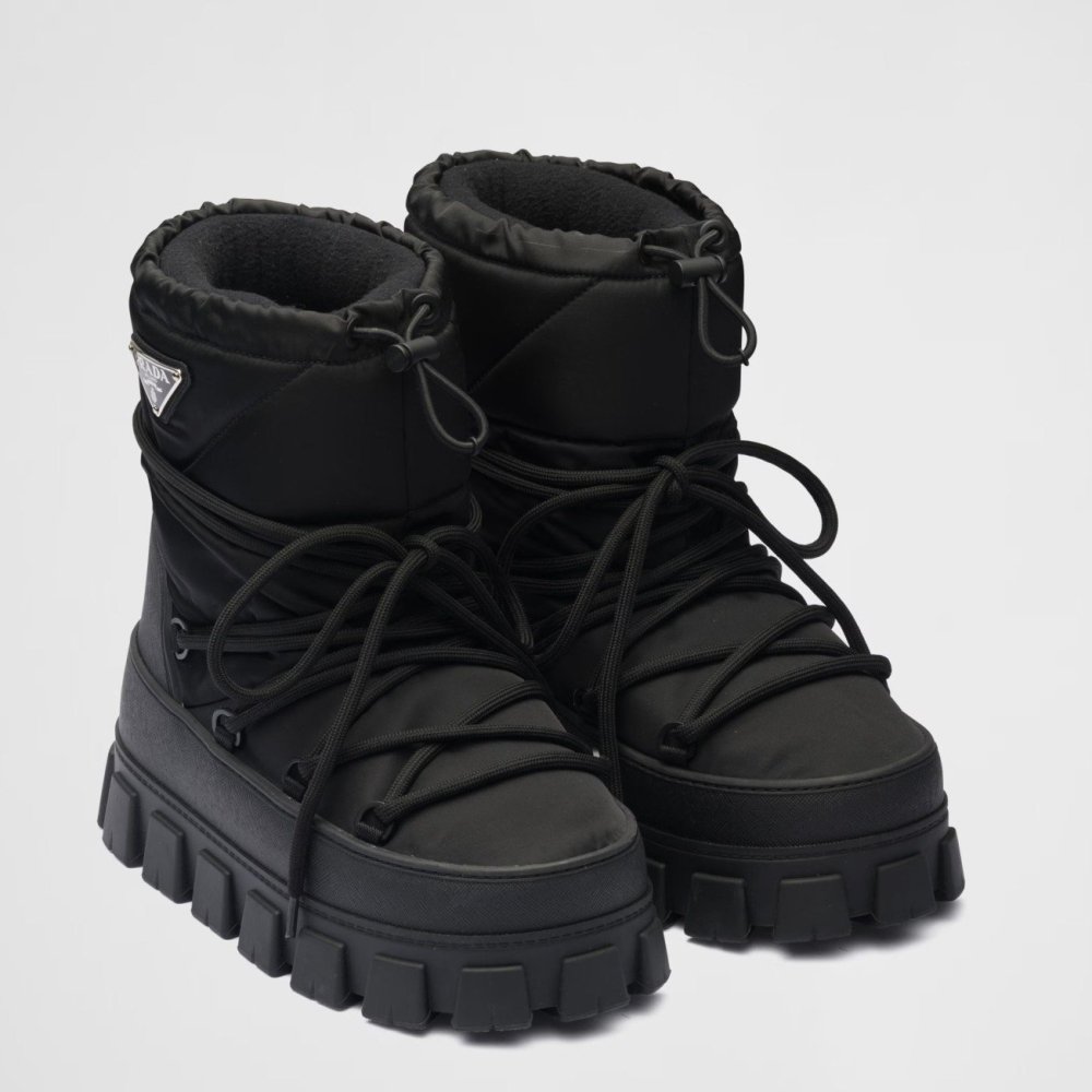 Cheap Reps Prada Gabardine Apr¨¨s-ski Boots in Black Nylon