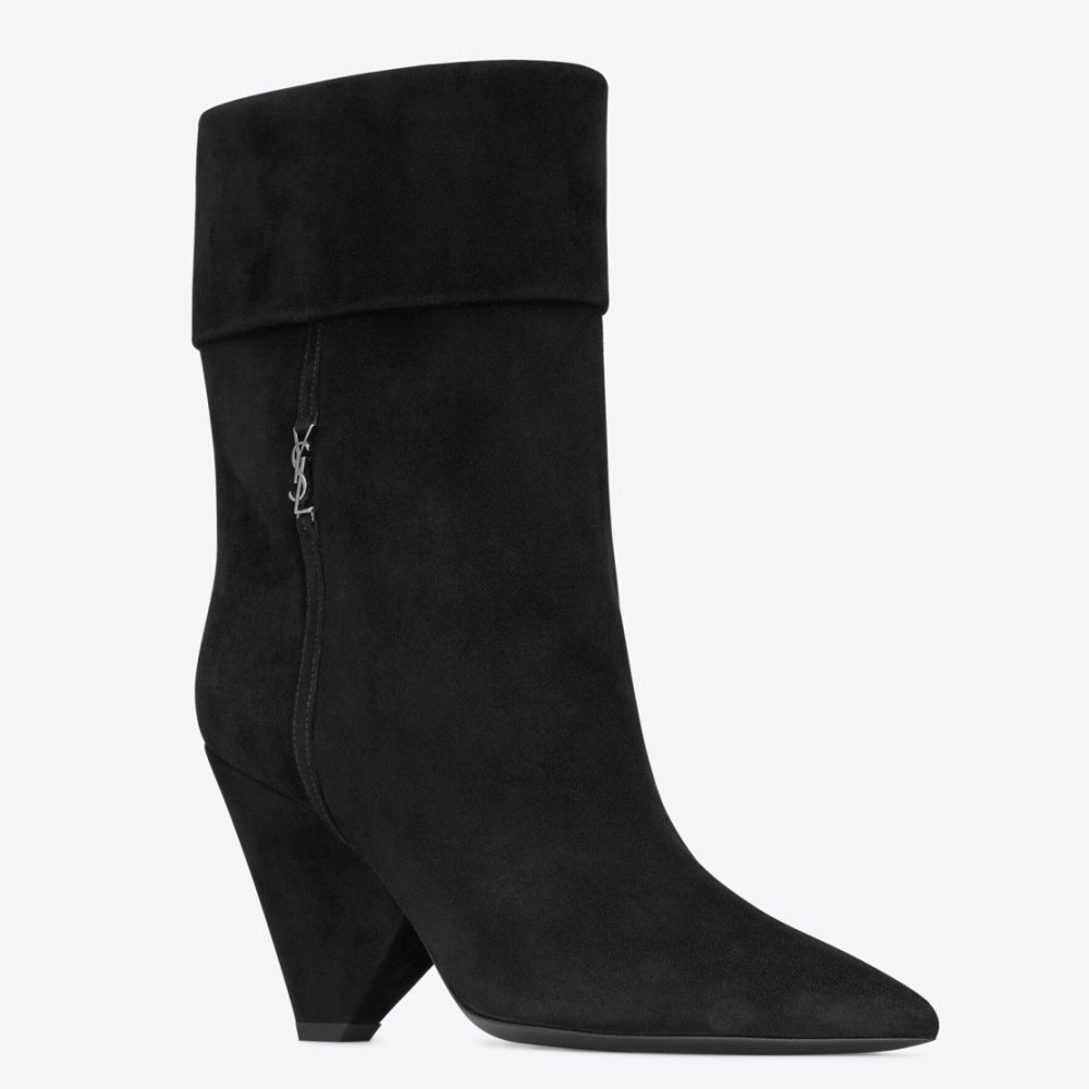 Cheap Reps Saint Laurent Niki Ankle Boots in Black Suede Leather