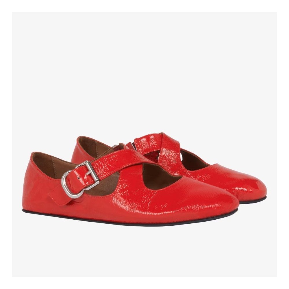 Cheap Reps Alaia Criss Cross Ballet Flats in Red Leather