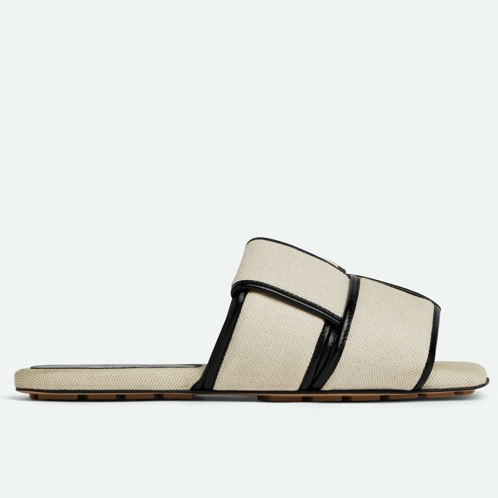 Cheap Reps Bottega Veneta Patch Flat Slides In Canvas