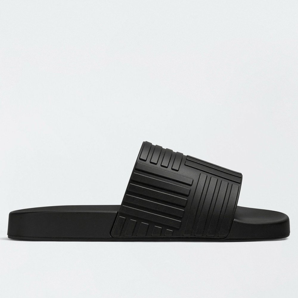 Cheap Reps Bottega Veneta Slider Sildes In Black Rubber